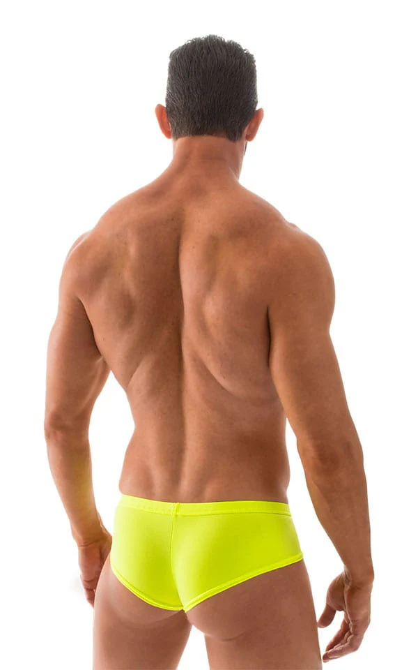 M71 - Mens Pouch Enhanced Micro Square Cut Swim Trunks - Solid Sheer Semi Sheer - Image 7