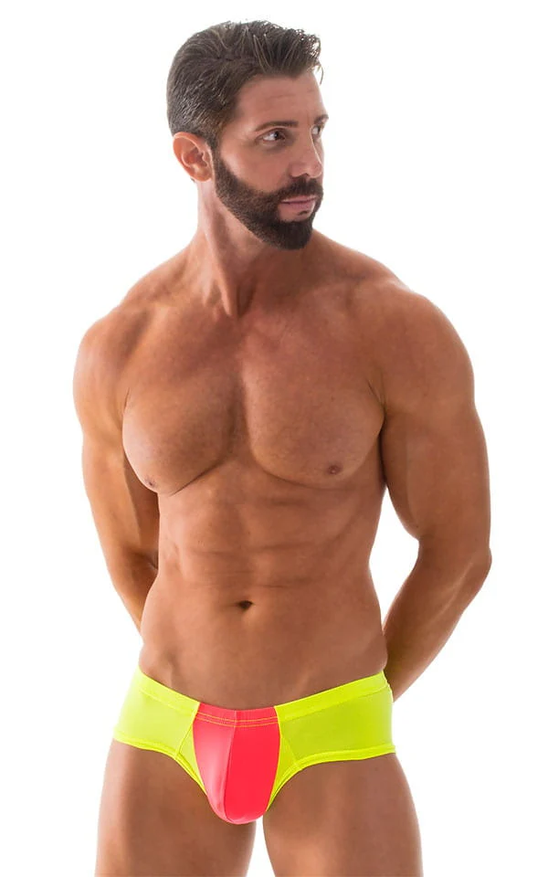 M71 - Mens Pouch Enhanced Micro Square Cut Swim Trunks - Solid Sheer Semi Sheer - Image 8