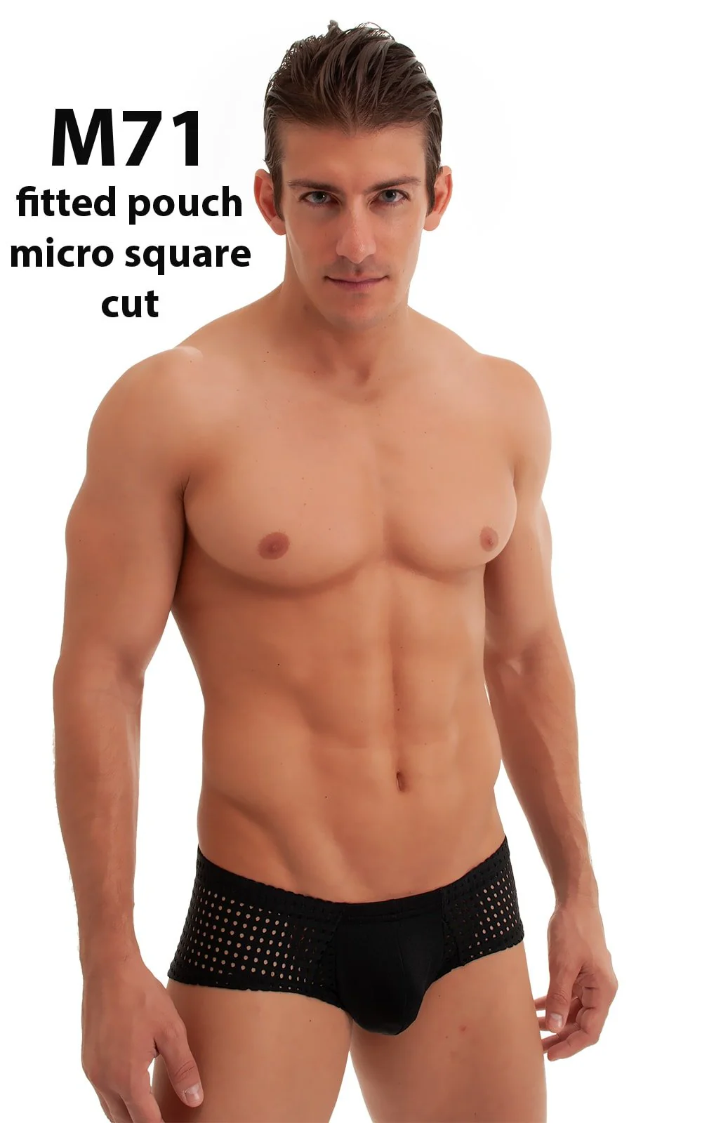M71 - Mens Pouch Enhanced Micro Square Cut Swim Trunks - Solids - Image 6