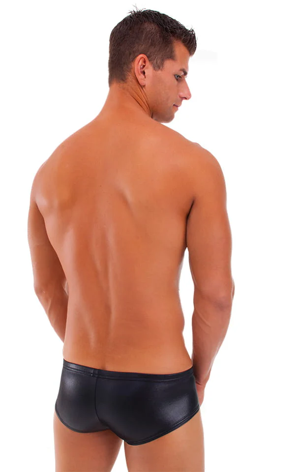 M71 - Mens Pouch Enhanced Micro Square Cut Swim Trunks - Wet Look - Image 2