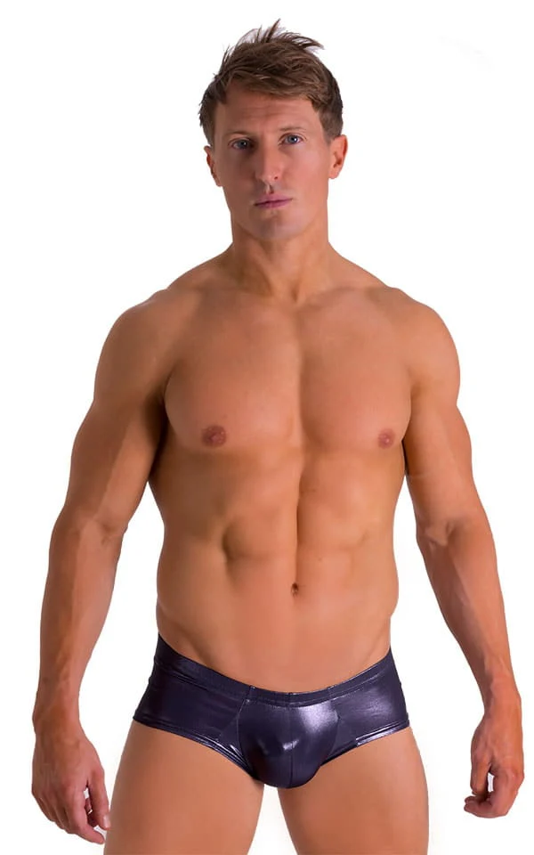 M71 - Mens Pouch Enhanced Micro Square Cut Swim Trunks - Wet Look - Image 8