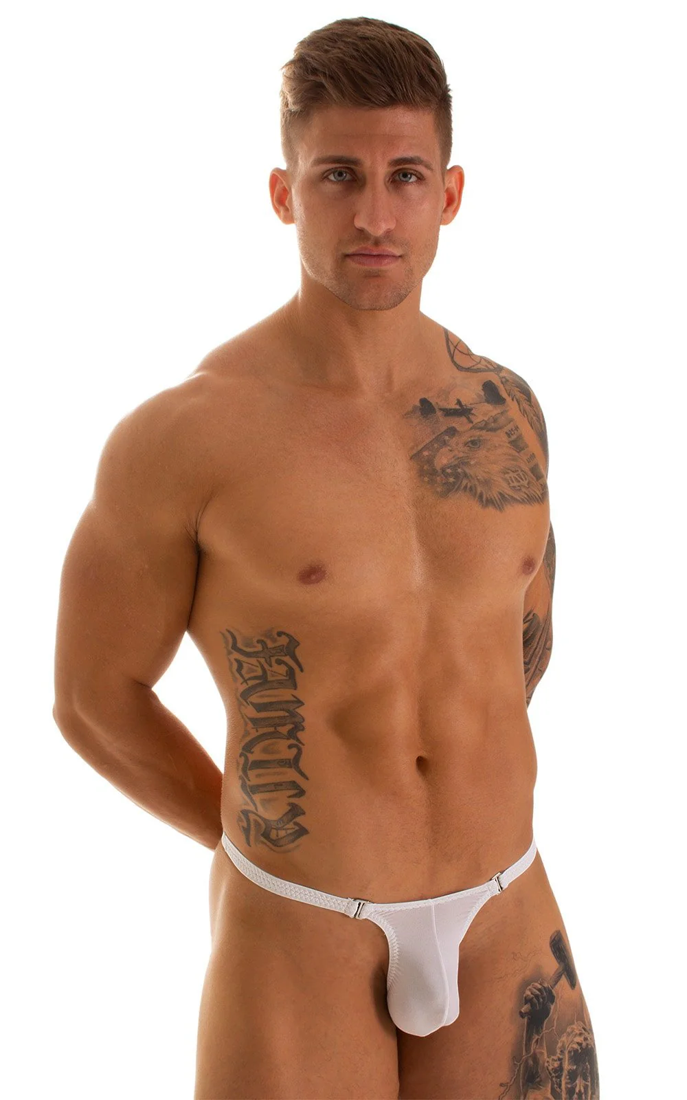 M65 - Mens Quick Release Thong Bravura Pouch - Solid Sheer Semi Sheer - Image 17