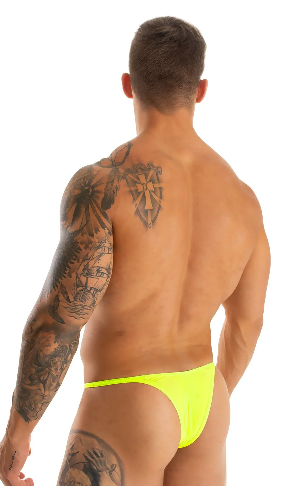 M57 - Mens Skinny Side Skimpy Back Bikini - Solid Sheer Semi Sheer - Image 51