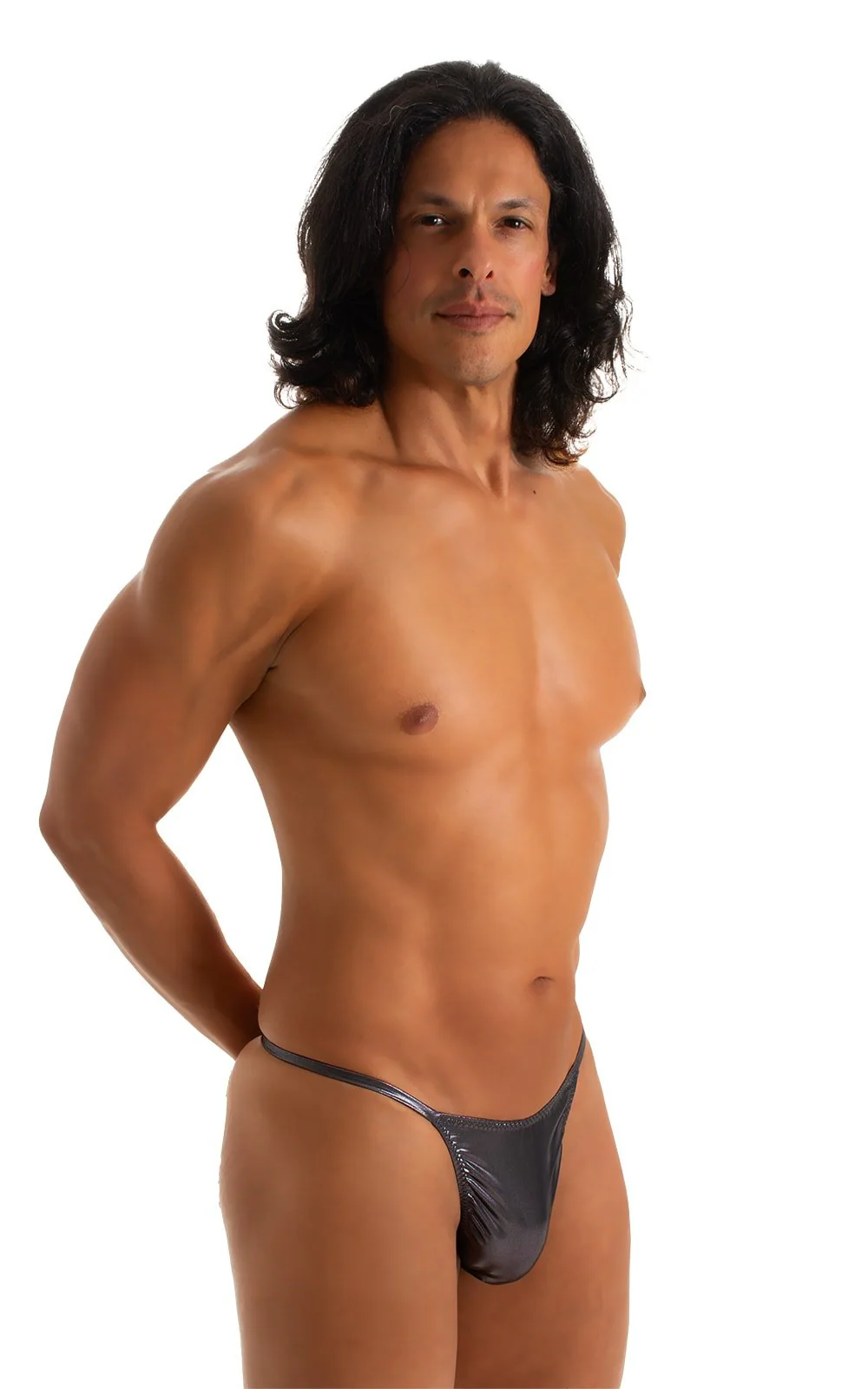 M25 - Mens Skinny Side Smooth Pouch Swim Thong - Metallics - Image 4