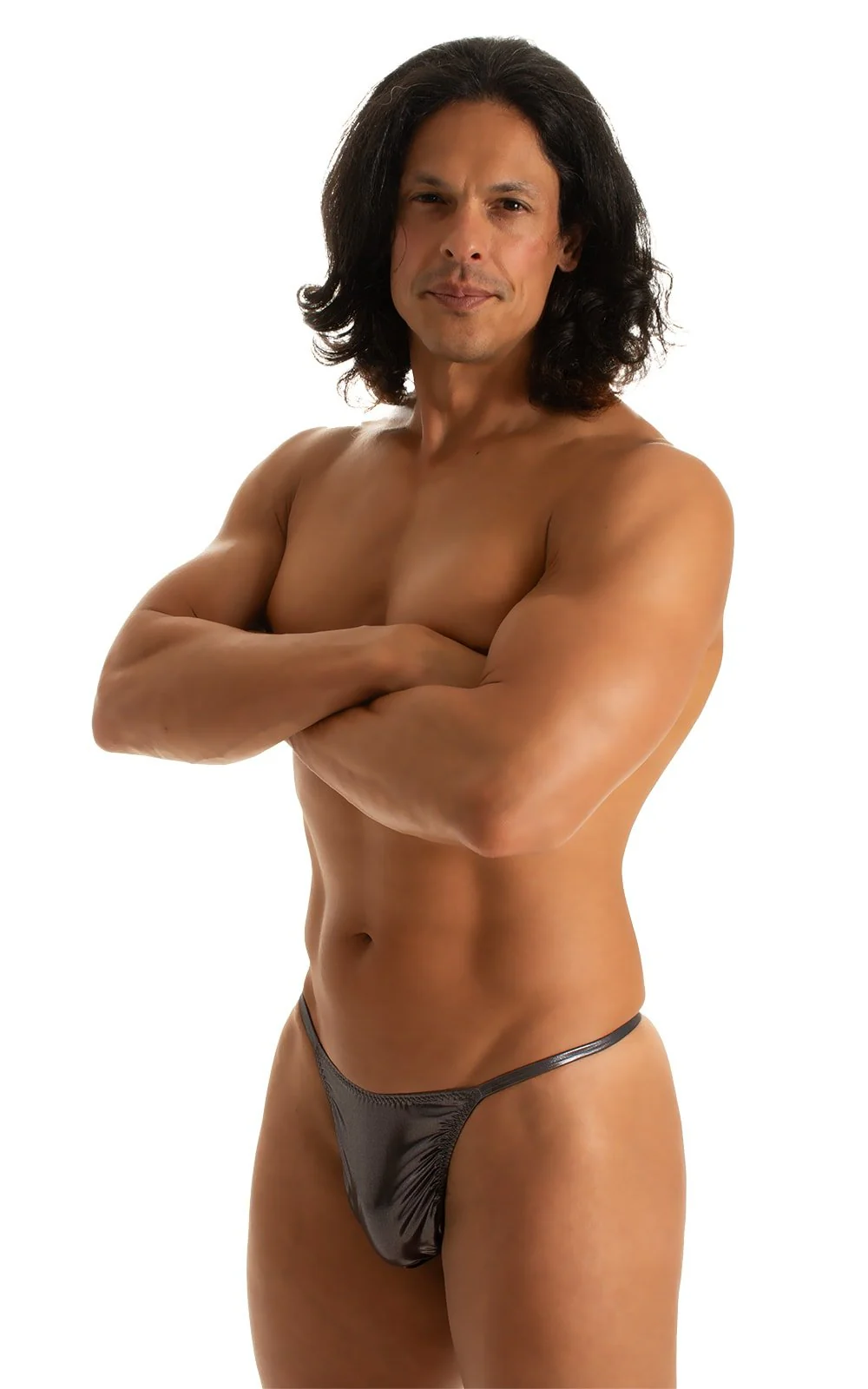 M25 - Mens Skinny Side Smooth Pouch Swim Thong - Metallics - Image 7
