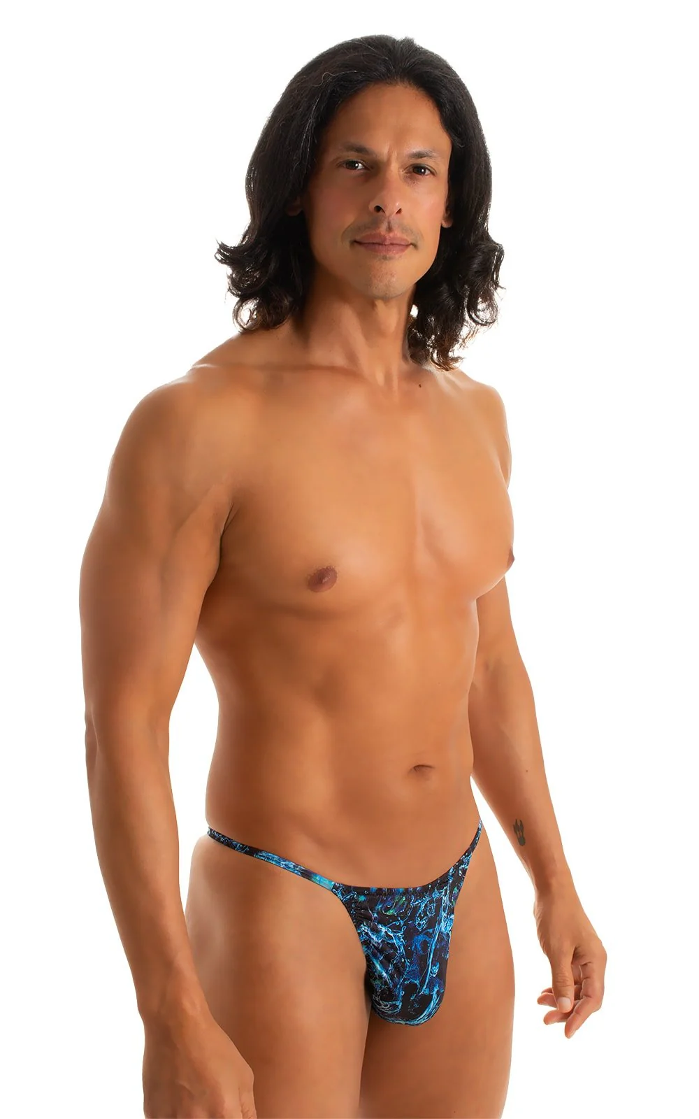 M25 - Mens Skinny Side Smooth Pouch Swim Thong - Prints - Image 32
