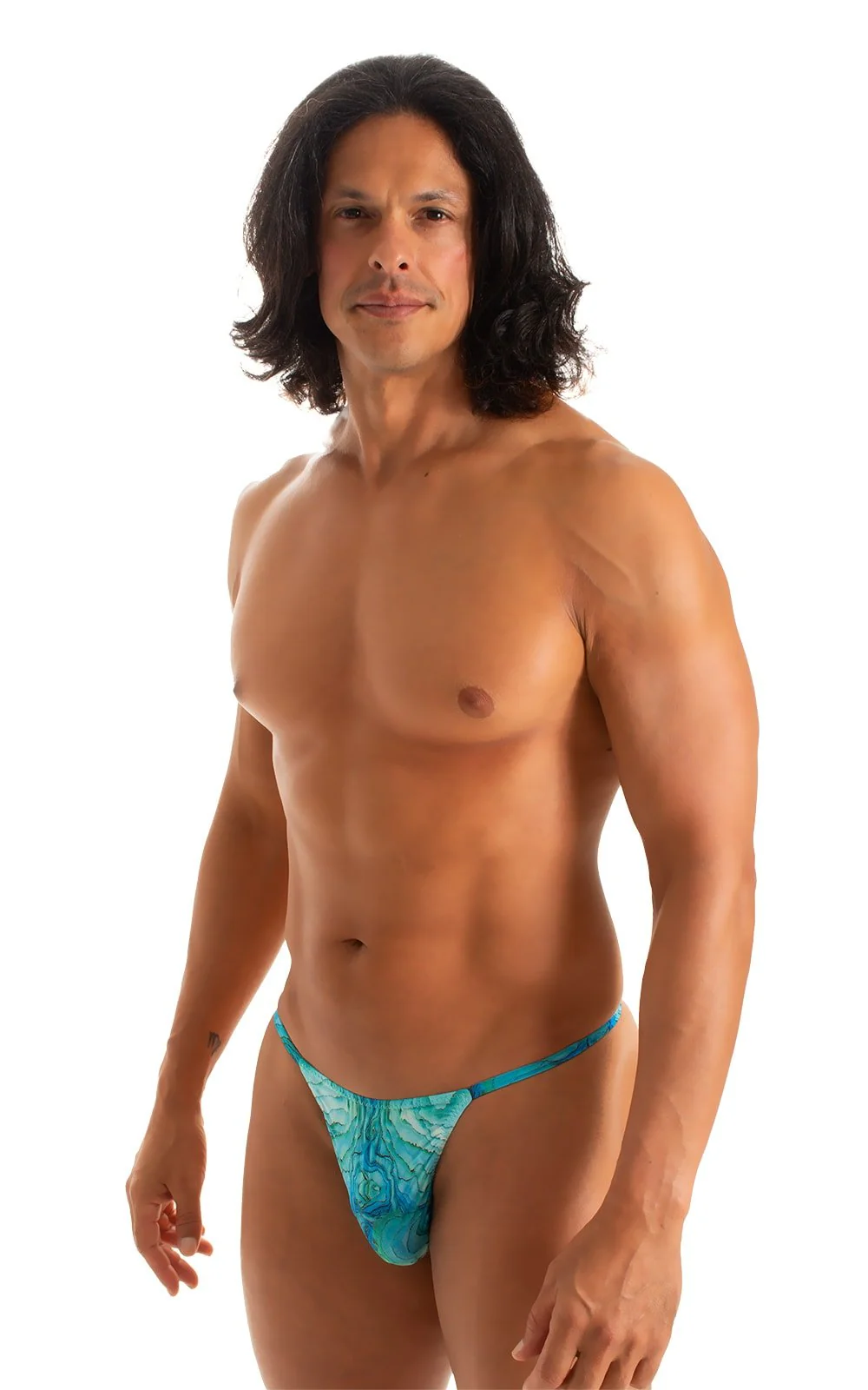 M25 - Mens Skinny Side Smooth Pouch Swim Thong - Prints - Image 38
