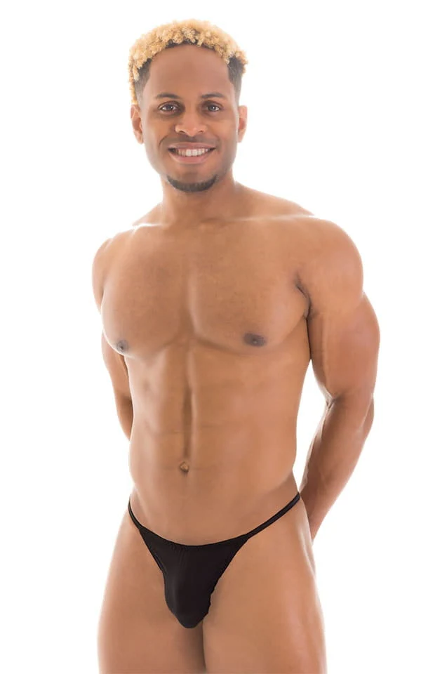 M25 - Mens Skinny Side Smooth Pouch Swim Thong - Solid Sheer Semi Sheer - Image 15