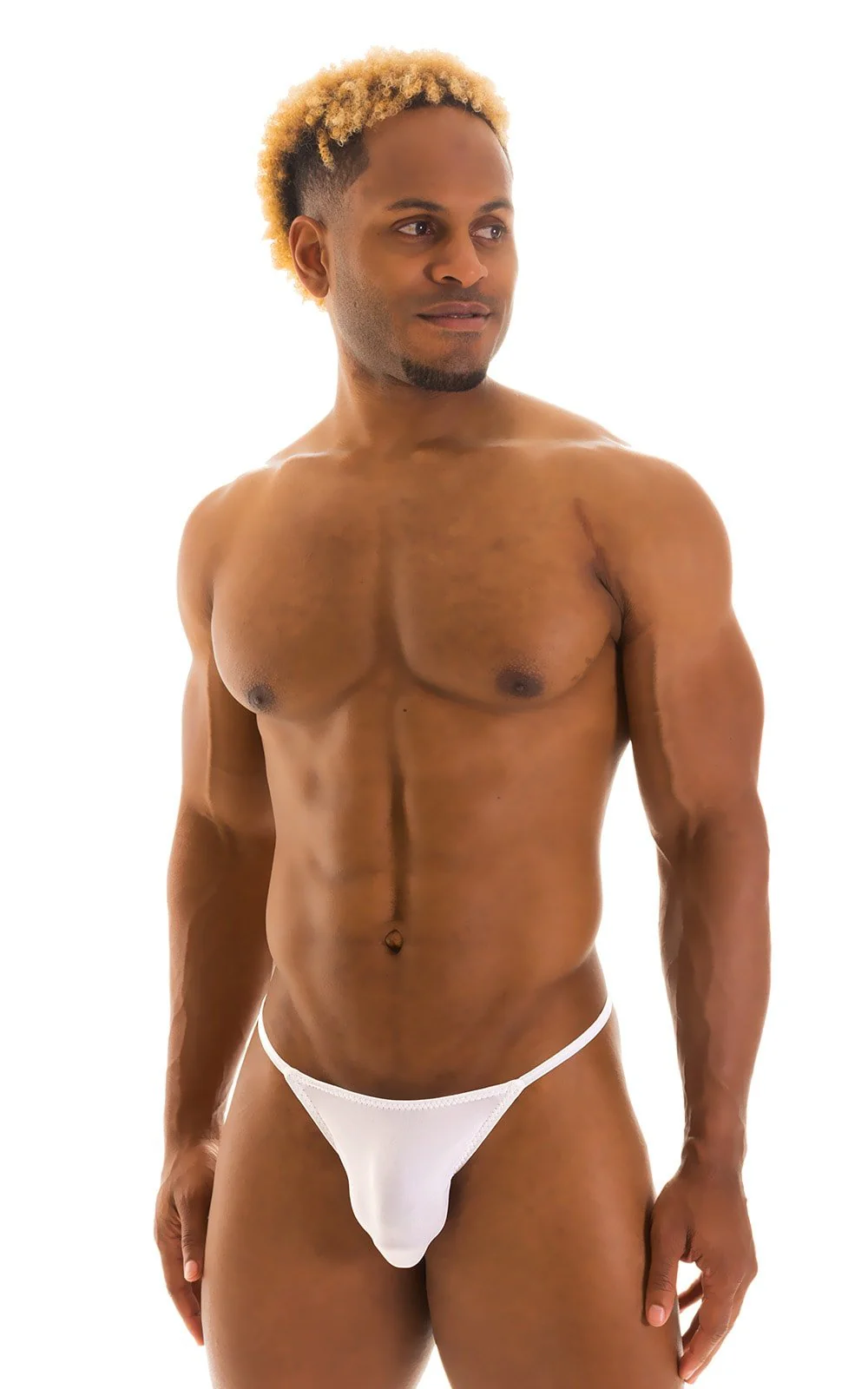 M25 - Mens Skinny Side Smooth Pouch Swim Thong - Solid Sheer Semi Sheer - Image 19