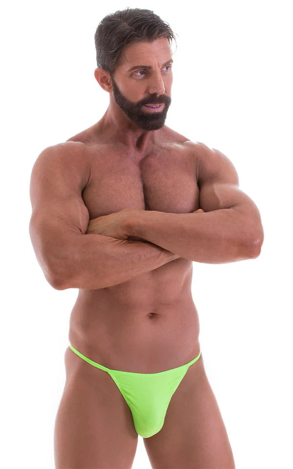 M25 - Mens Skinny Side Smooth Pouch Swim Thong - Solid Sheer Semi Sheer - Image 7