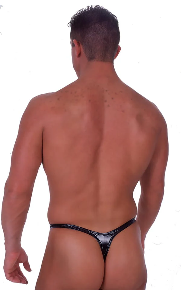 M4 - Mens Smooth Pouch T Back Thong - Wet Look - Image 8