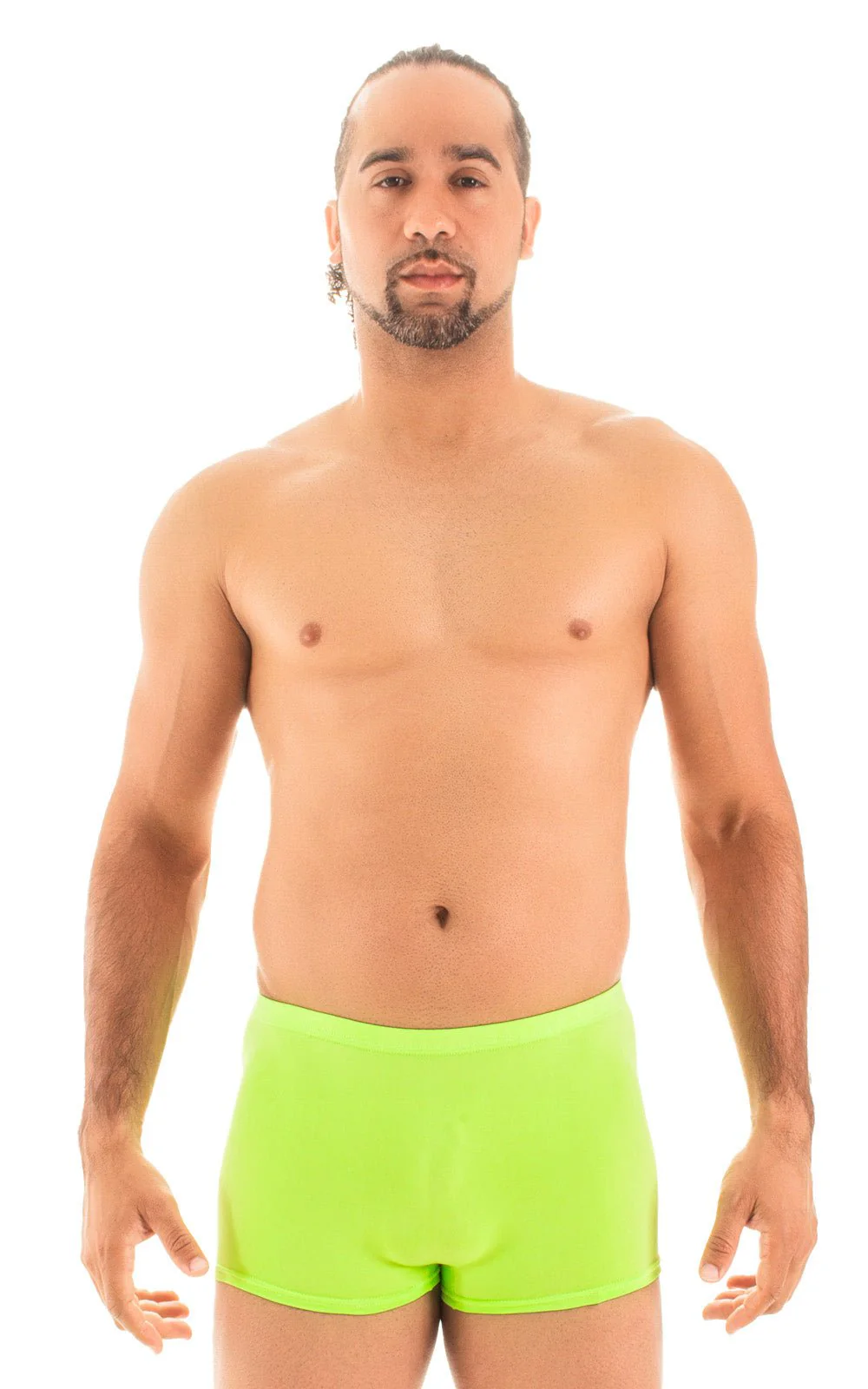 M43 - Mens Square Cut Swim Trunks - Solid Sheer Semi Sheer - Image 12