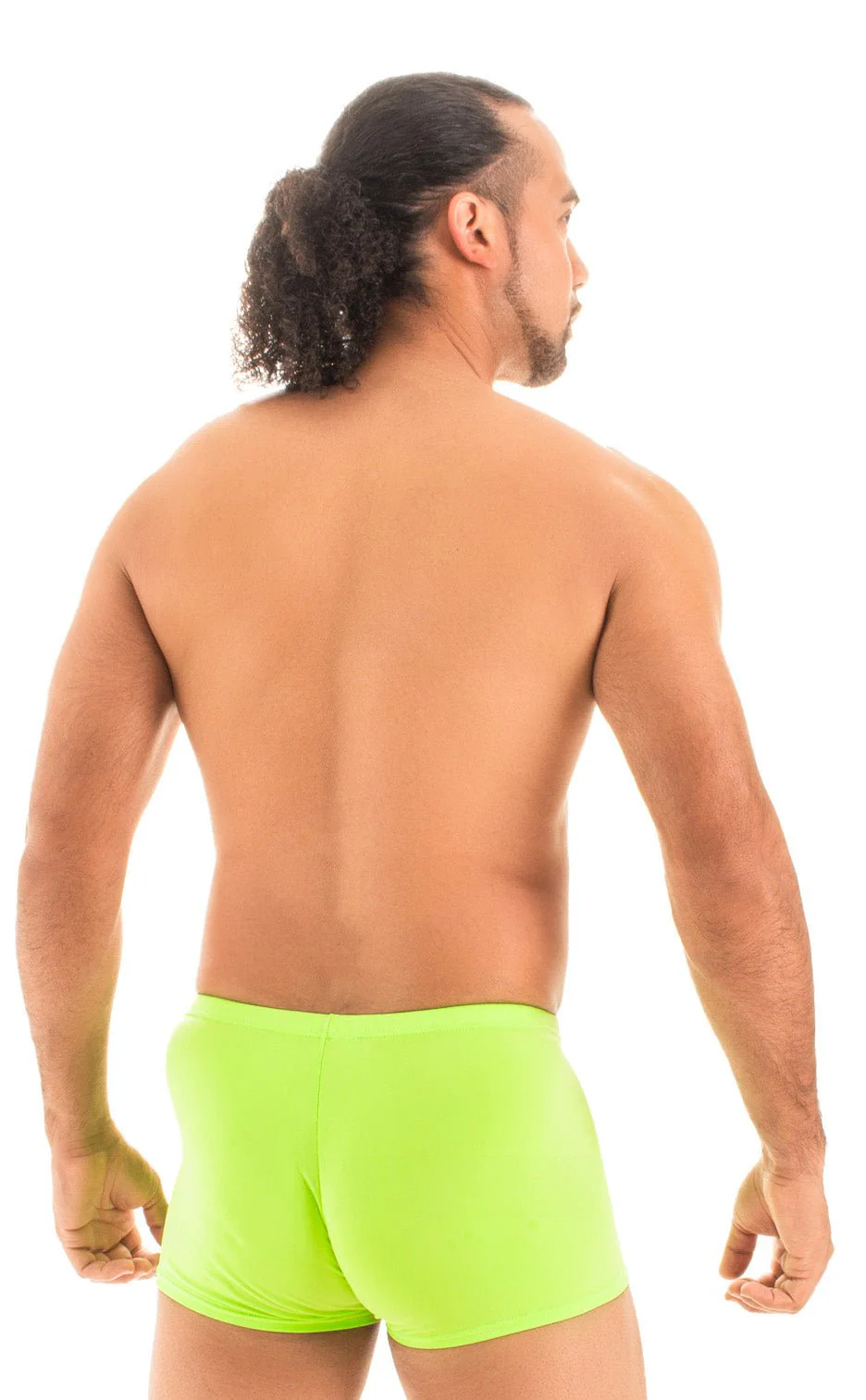 M43 - Mens Square Cut Swim Trunks - Solid Sheer Semi Sheer - Image 13