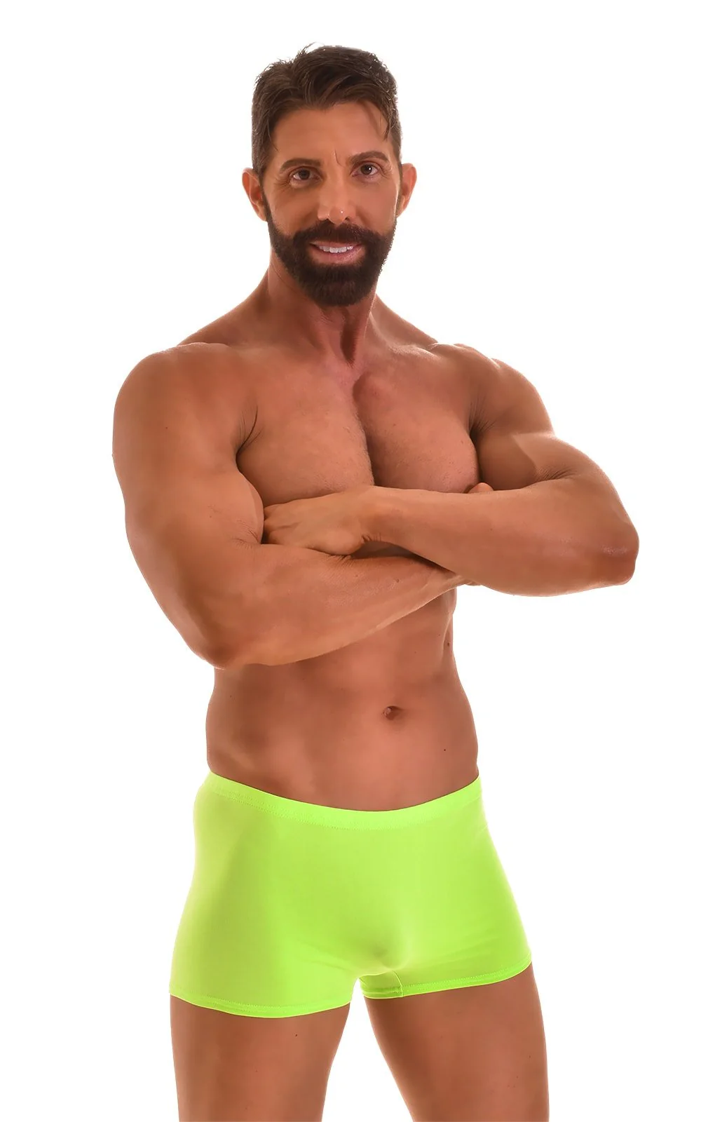 M43 - Mens Square Cut Swim Trunks - Solid Sheer Semi Sheer - Image 14