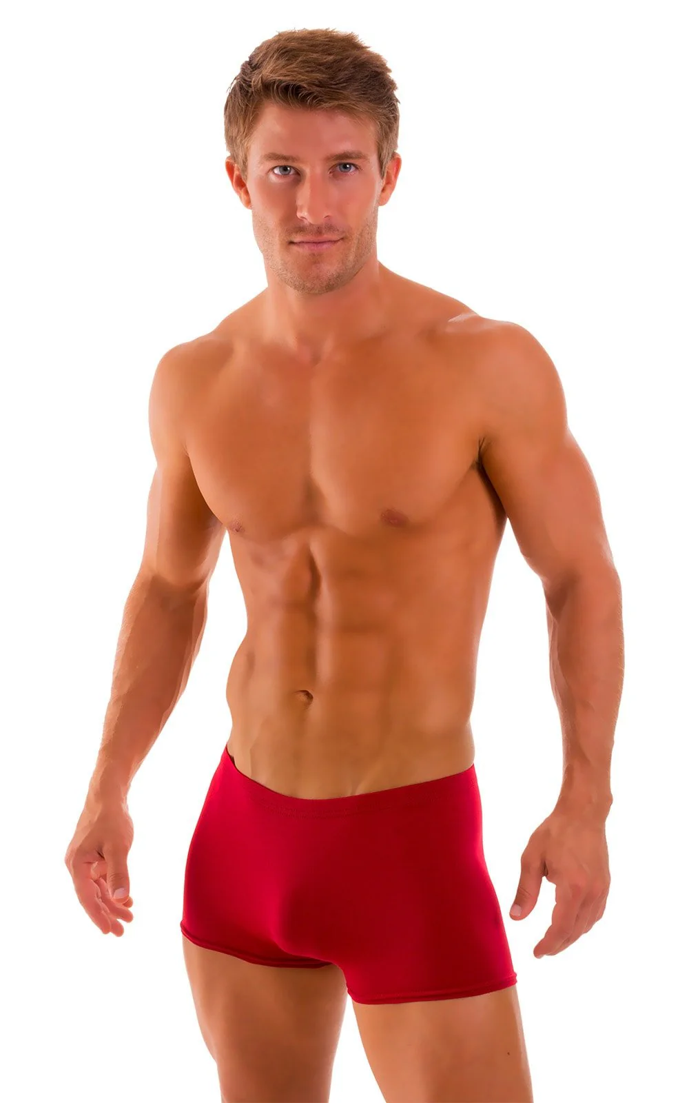 M43 - Mens Square Cut Swim Trunks - Solid Sheer Semi Sheer - Image 17