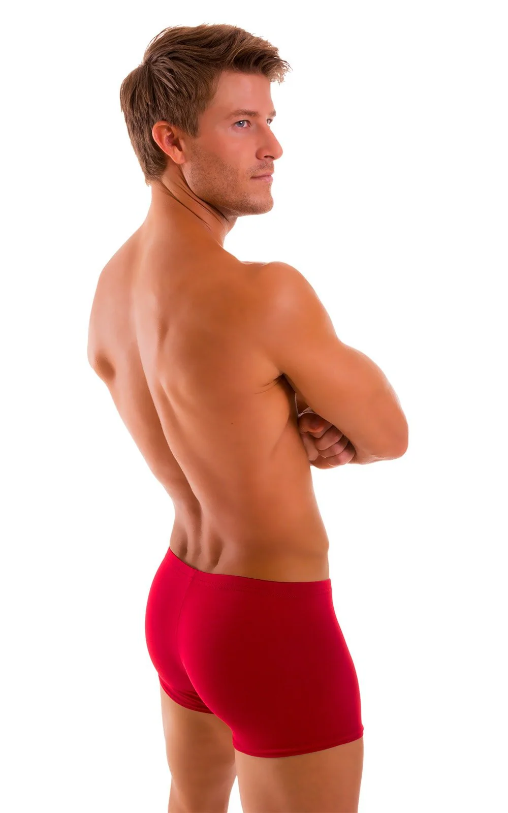 M43 - Mens Square Cut Swim Trunks - Solid Sheer Semi Sheer - Image 18