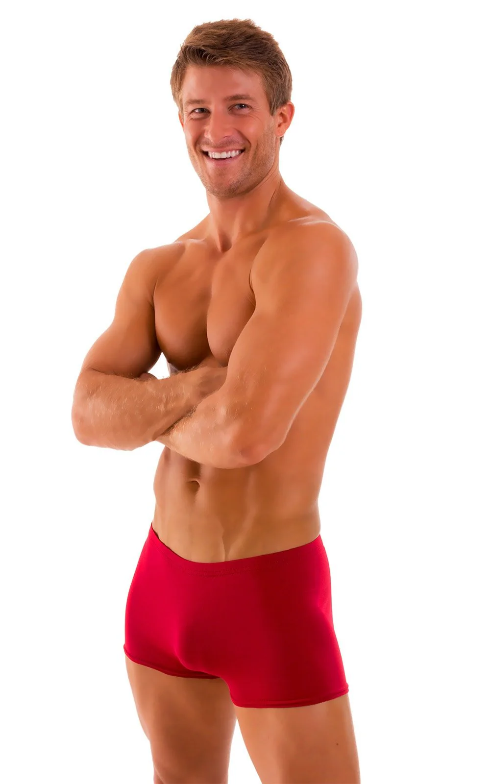 M43 - Mens Square Cut Swim Trunks - Solid Sheer Semi Sheer - Image 19