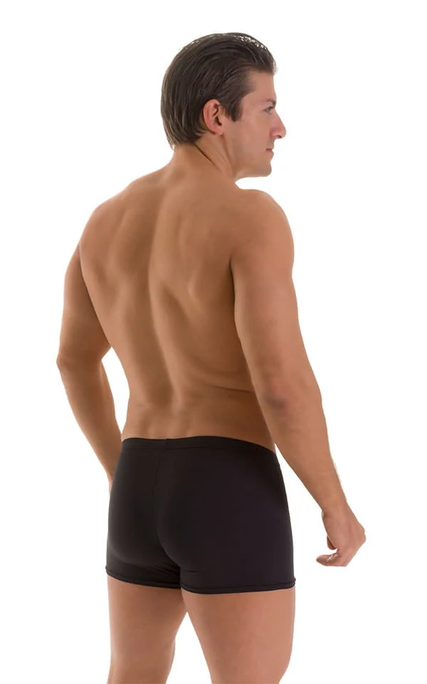 M43 - Mens Square Cut Swim Trunks - Solid Sheer Semi Sheer - Image 2