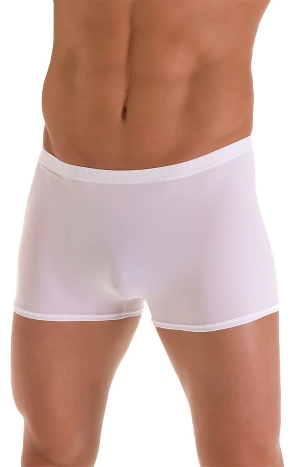 M43 - Mens Square Cut Swim Trunks - Solid Sheer Semi Sheer - Image 24