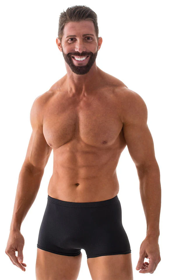 M43 - Mens Square Cut Swim Trunks - Solid Sheer Semi Sheer - Image 3