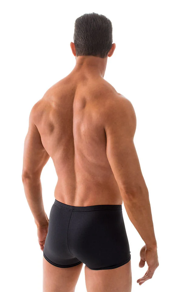 M43 - Mens Square Cut Swim Trunks - Solid Sheer Semi Sheer - Image 4