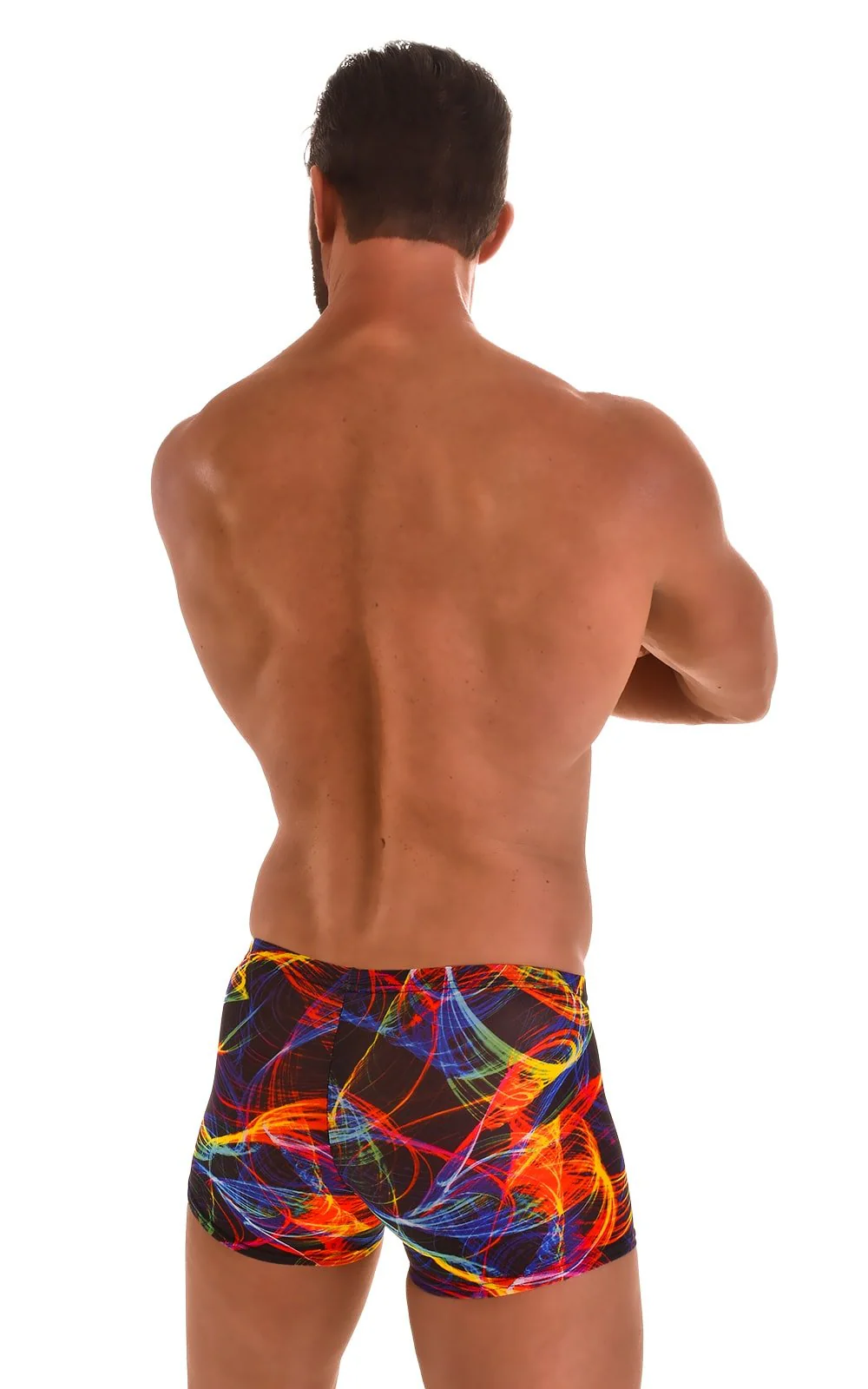 M43 - Mens Square Cut Swim Trunks - Tan Through - Image 11