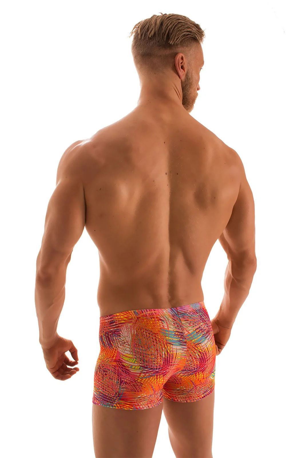 M43 - Mens Square Cut Swim Trunks - Tan Through - Image 19
