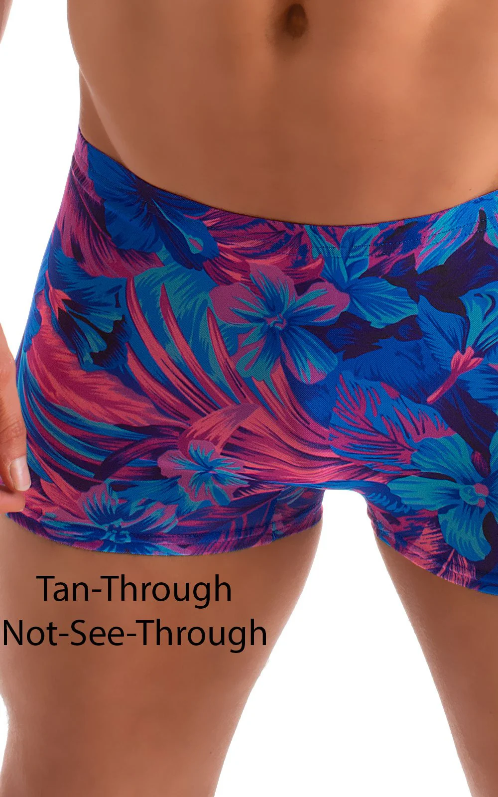 M43 - Mens Square Cut Swim Trunks - Tan Through - Image 3