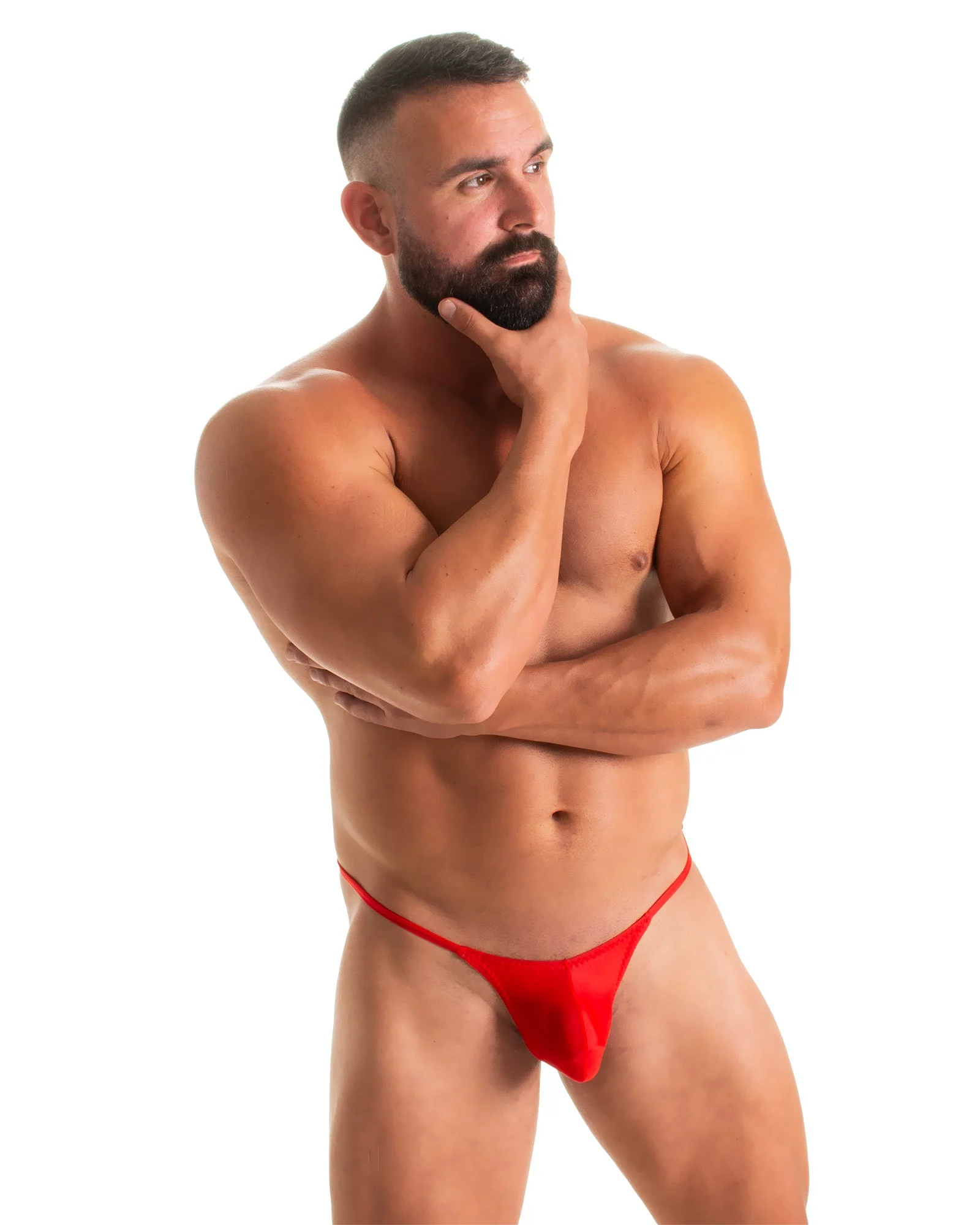 M55 - Mens Stuffit Pouch G String Swimsuit - Solid Sheer Semi Sheer - Image 28