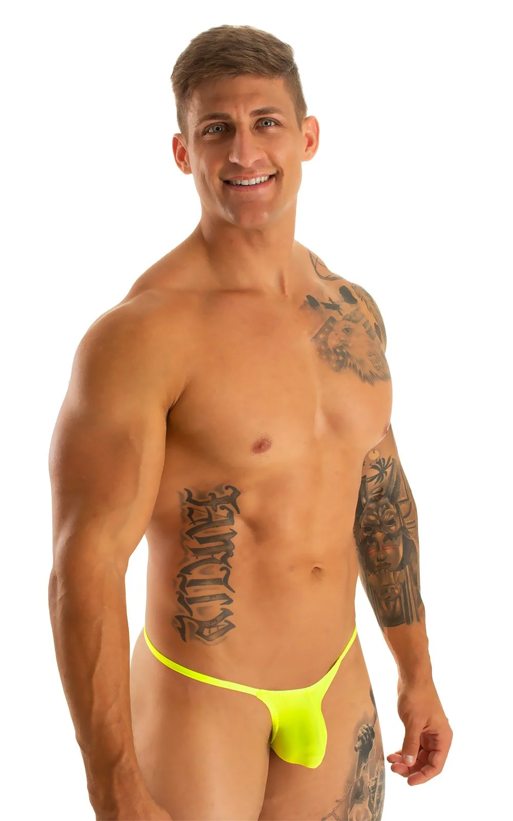 M55 - Mens Stuffit Pouch G String Swimsuit - Solid Sheer Semi Sheer - Image 8
