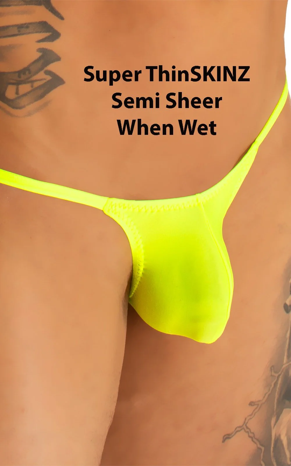 M55 - Mens Stuffit Pouch G String Swimsuit - Solid Sheer Semi Sheer - Image 9