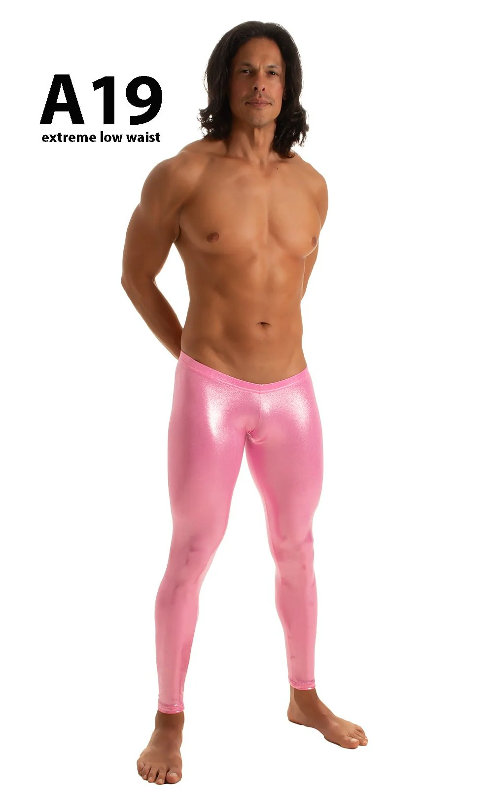 A19M - Mens Super Low Rise Leggings - Wet Look - Image 15