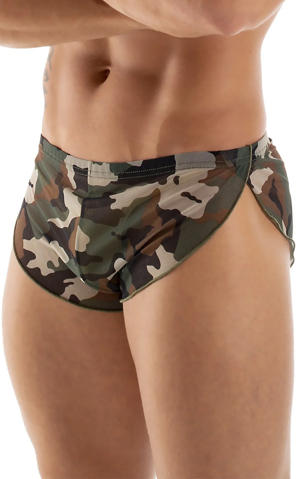 A14 - Mens Swimsuit Cover Up Split Running Shorts - Printed Mesh - Image 5