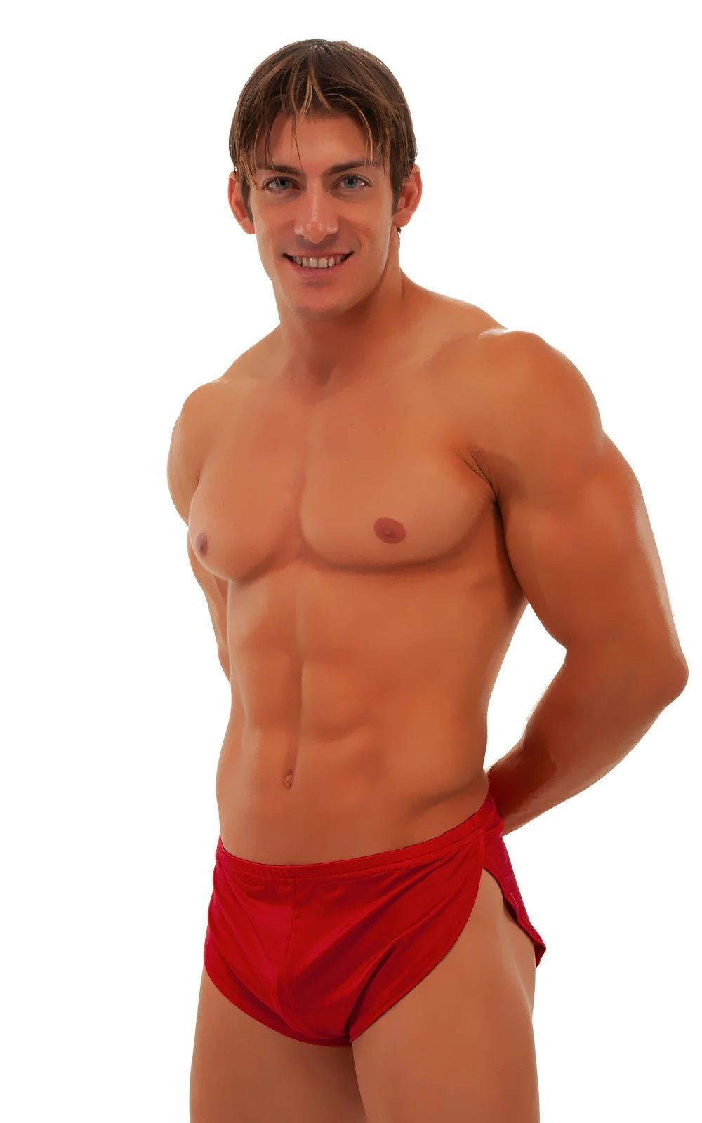 A14 - Mens Swimsuit Cover Up Split Running Shorts - Solid - Image 14