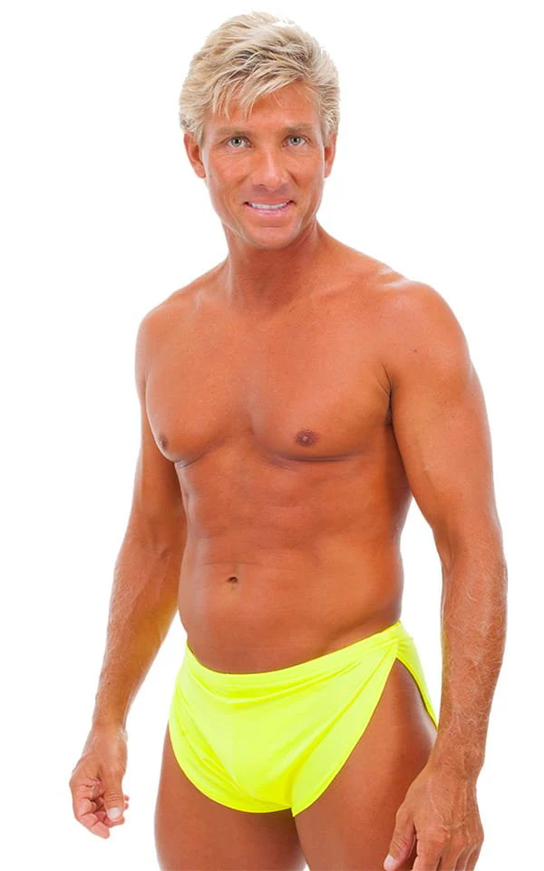 A14 - Mens Swimsuit Cover Up Split Running Shorts - Solid - Image 4