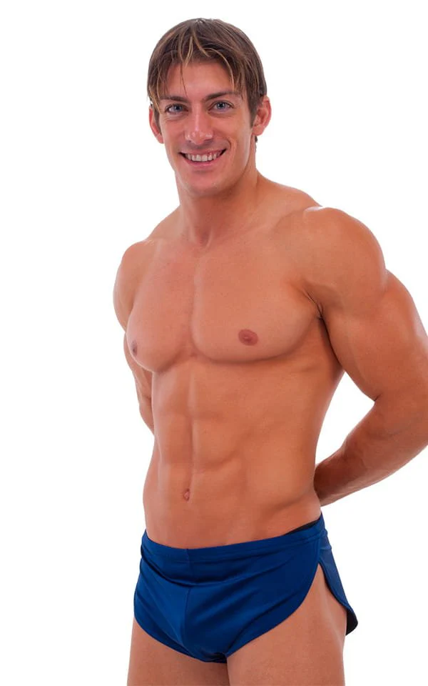 A14 - Mens Swimsuit Cover Up Split Running Shorts - Solid Dark - Image 4
