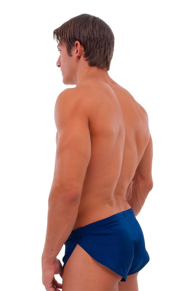 A14 - Mens Swimsuit Cover Up Split Running Shorts - Solid Dark - Image 5