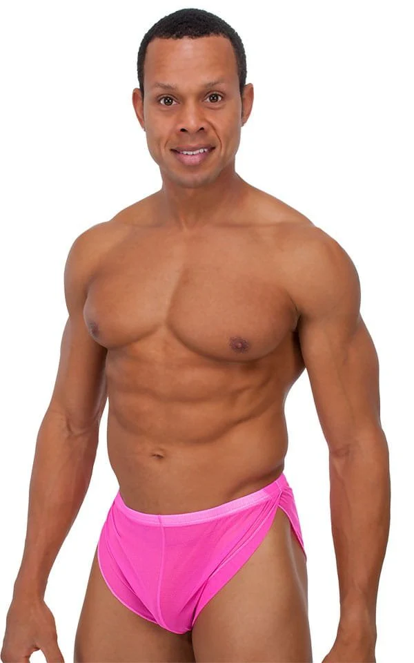 A14 - Mens Swimsuit Cover Up Split Running Shorts - Solid Mesh - Image 10
