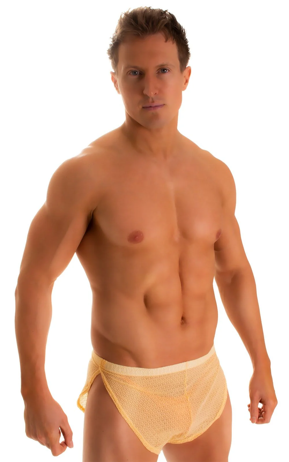 A14 - Mens Swimsuit Cover Up Split Running Shorts - Solid Mesh - Image 16