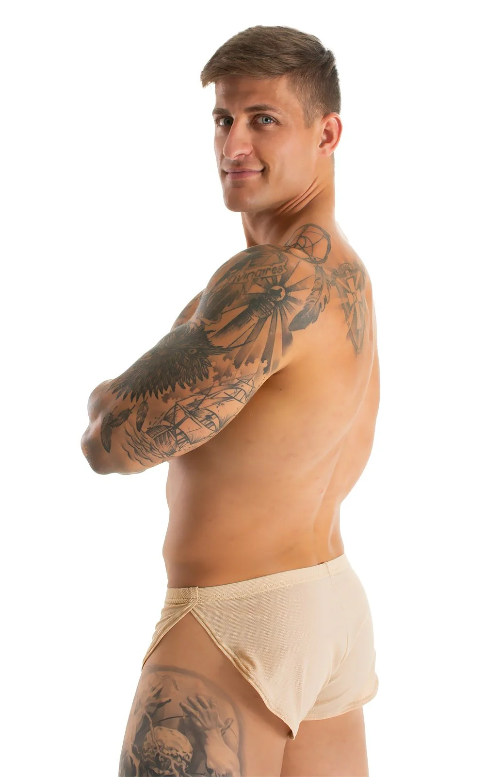 A14 - Mens Swimsuit Cover Up Split Running Shorts - Solid Mesh - Image 20