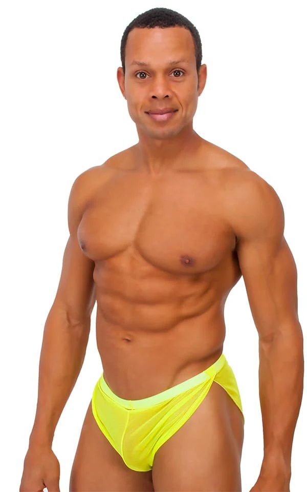 A14 - Mens Swimsuit Cover Up Split Running Shorts - Solid Mesh - Image 4