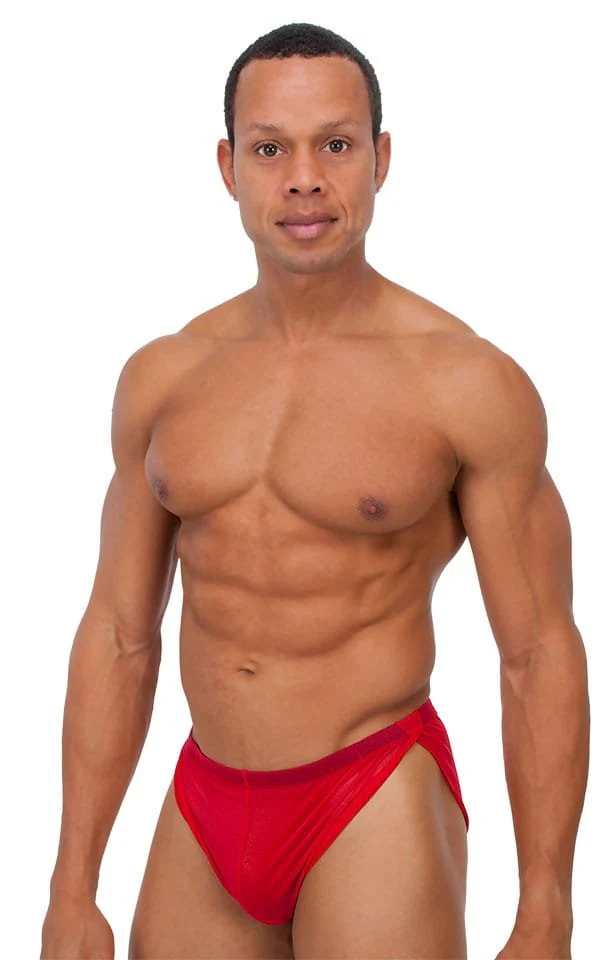 A14 - Mens Swimsuit Cover Up Split Running Shorts - Solid Mesh - Image 7