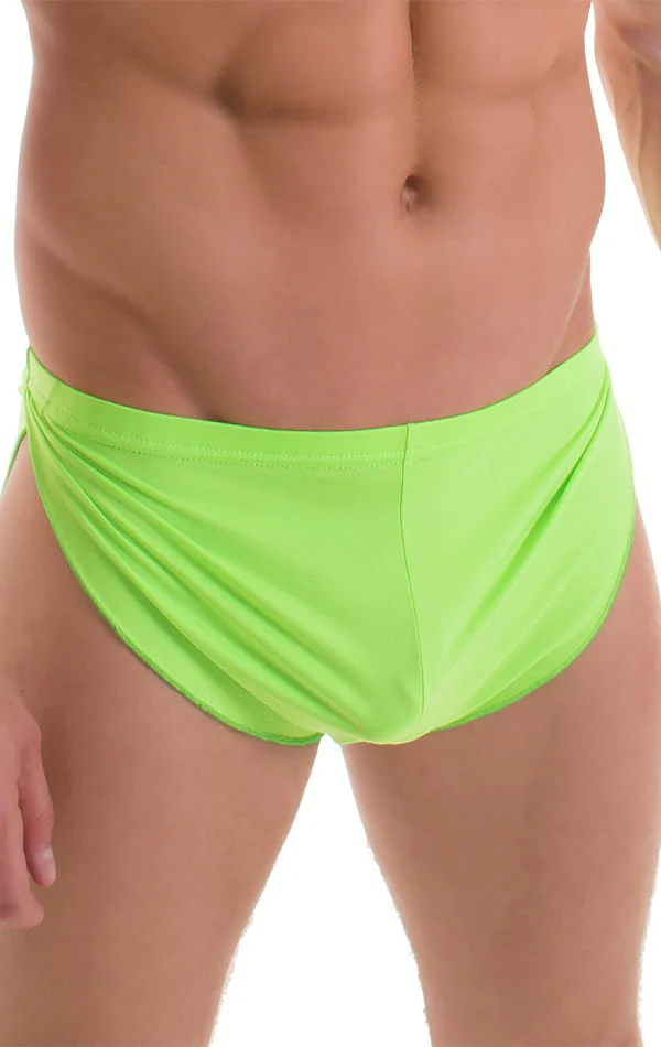 A14 - Mens Swimsuit Cover Up Split Running Shorts - Solid Sheer Semi Sheer - Image 12