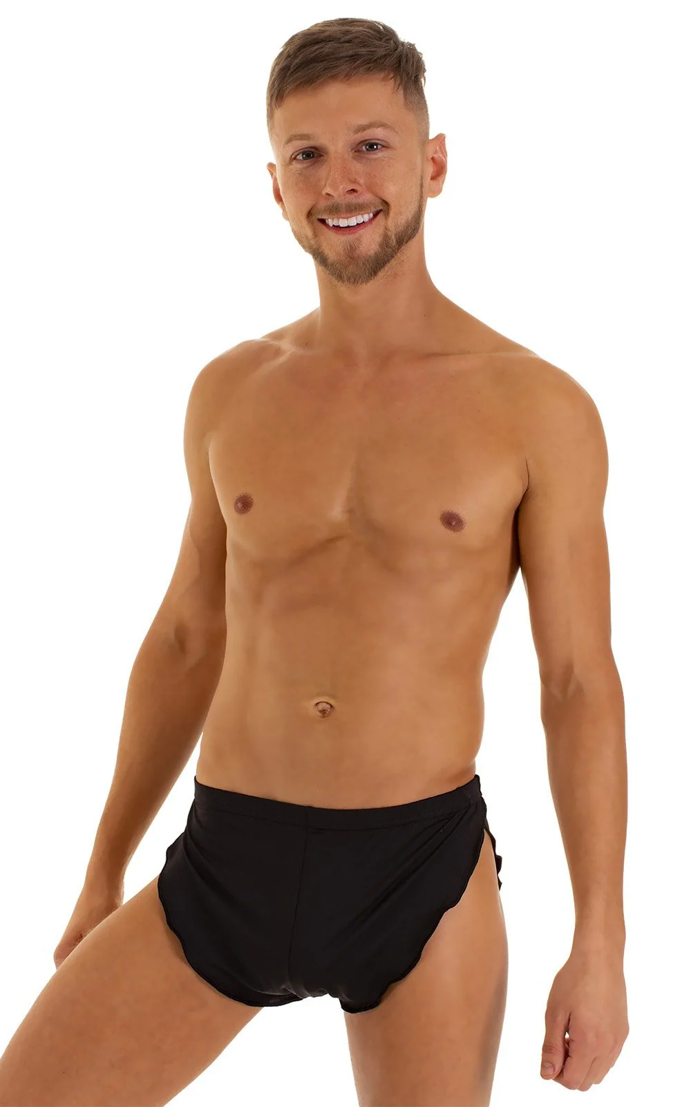 A14 - Mens Swimsuit Cover Up Split Running Shorts - Solid Sheer Semi Sheer - Image 20