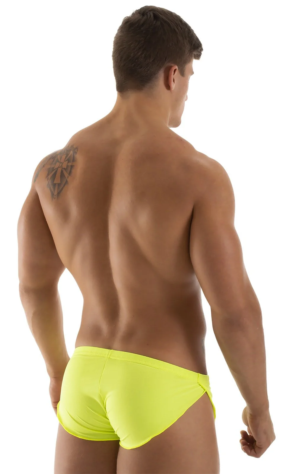 A14 - Mens Swimsuit Cover Up Split Running Shorts - Solid Sheer Semi Sheer - Image 5