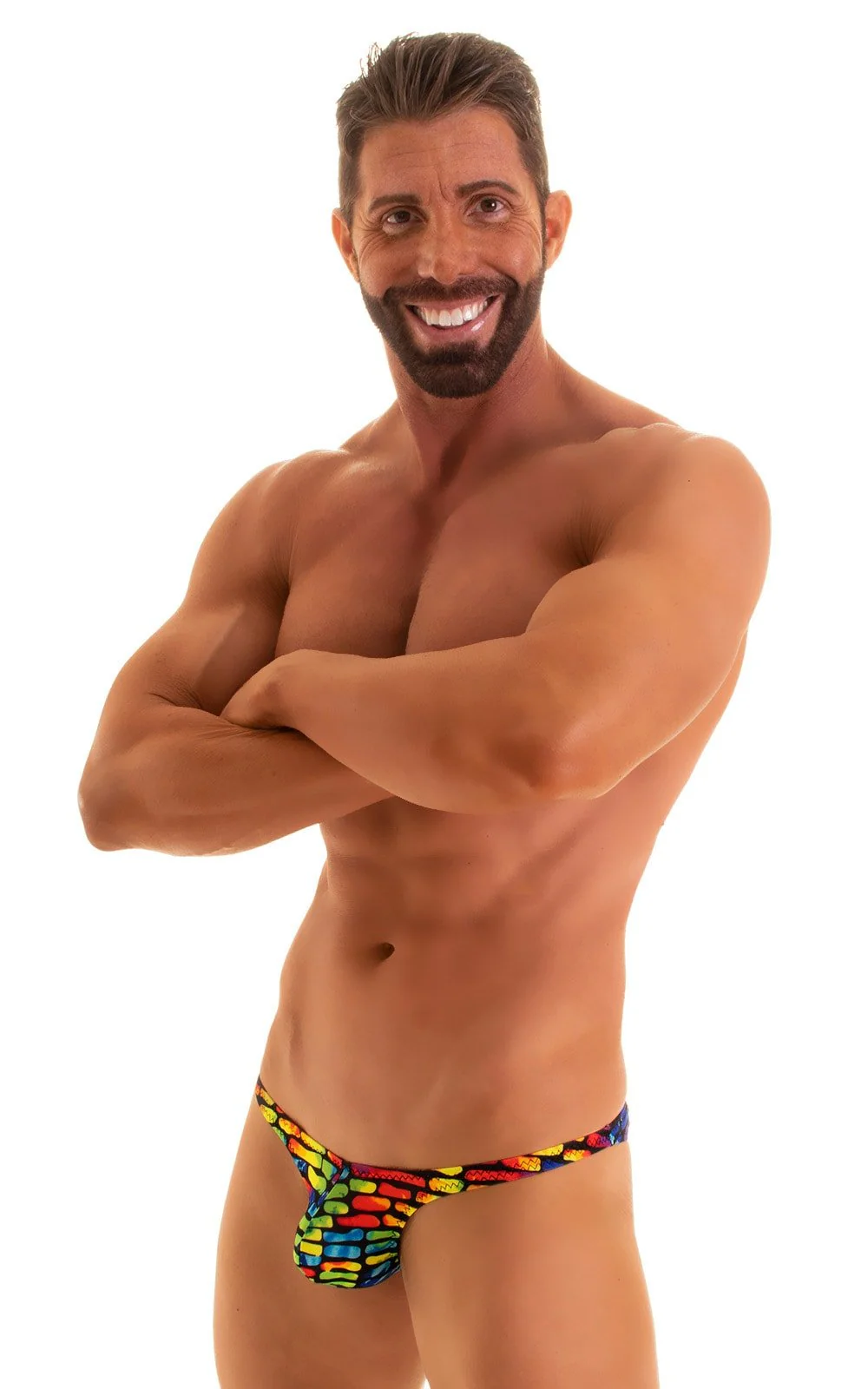 M84 - Mens Tanga Cheekini Bikini - Tan Through - Image 4