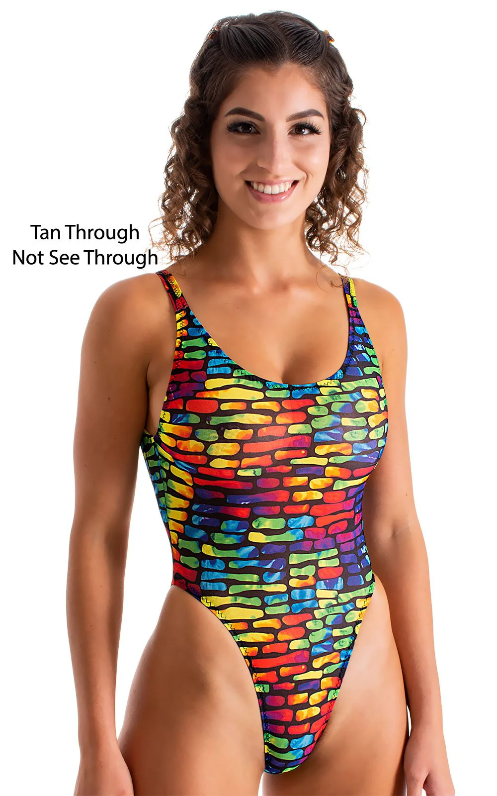 F12 - Womens Baywatch One Piece Swimsuit Full Back - Tan Through - Image 32