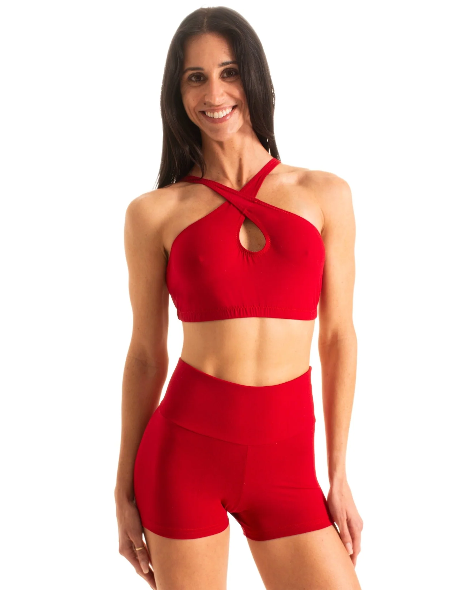T61 - Womens Criss-cross Swim and Sport Top - Solids - Image 3