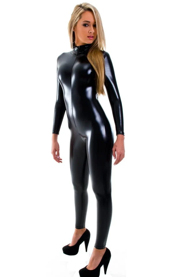 C1FZW - Womens Front Zipper Catsuit for Women - Wet Look - Image 6