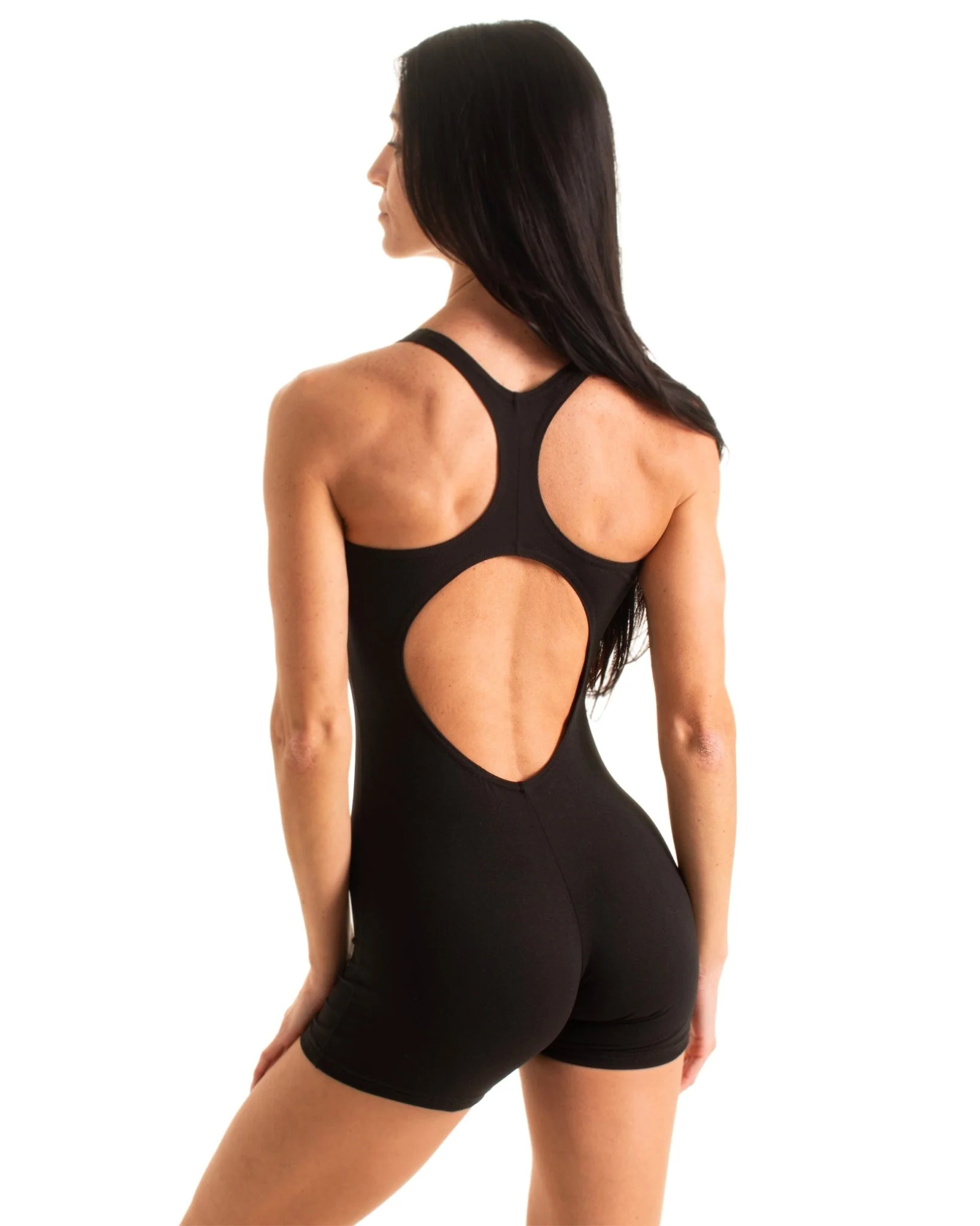 J7 - Womens Gym Onsie with Back Cut-out - Soft Touch Fabric - Solids